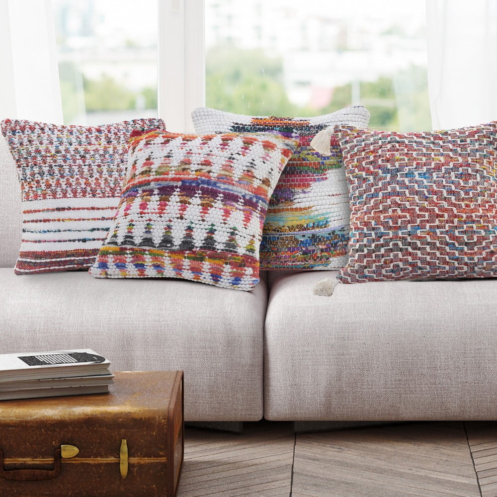 Harlow Hill Nomad 20" x 20" Geometric Adult Decorative Throw Pillow Cover, Ice White/Multicolor