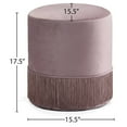 thumbnail image 3 of Meridian Furniture Teddy Contemporary Velvet Ottoman/Stool in Pink, 3 of 4
