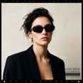 thumbnail image 3 of SA106 Womens Slim Retro Mod Narrow Rectangle Sunglasses Gold-Tone Temple Hinge / All Black, 3 of 7