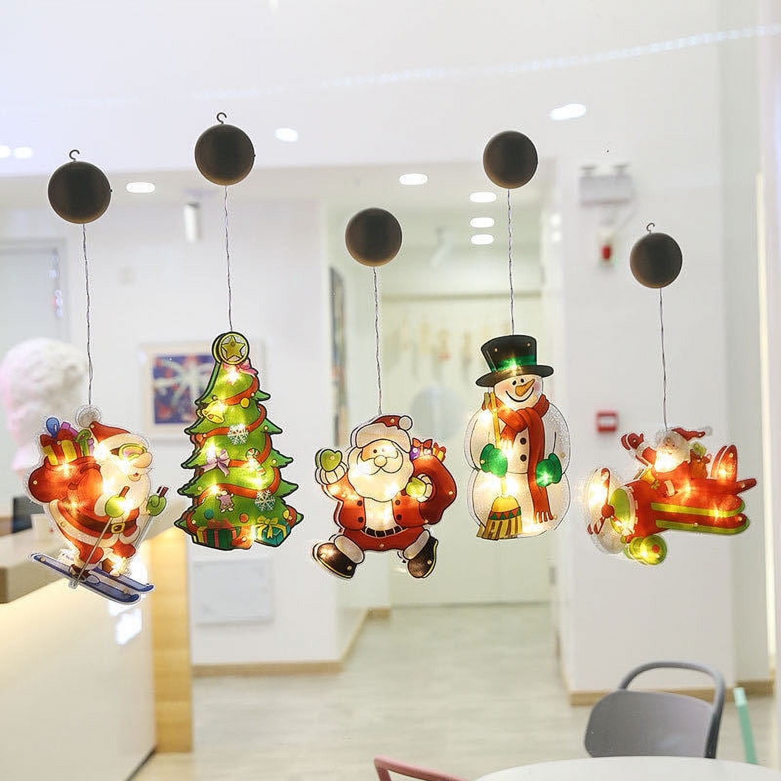 LWITHSZG 18x10 inch Lighted Christmas Window Silhouette Decoration Hanging  Christmas Santa Light up Decor with Suction Cups Window Wall Indoor