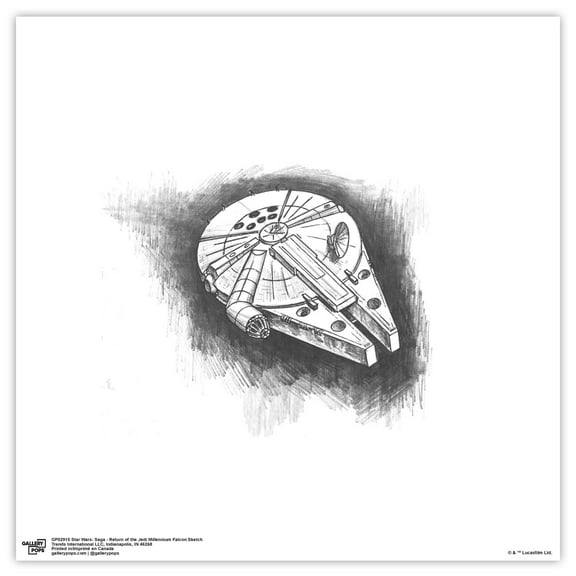 Gallery Pops Star Wars: Saga - Return of the Jedi Millennium Falcon Sketch Wall Art, Unframed Version, 12" x 12"