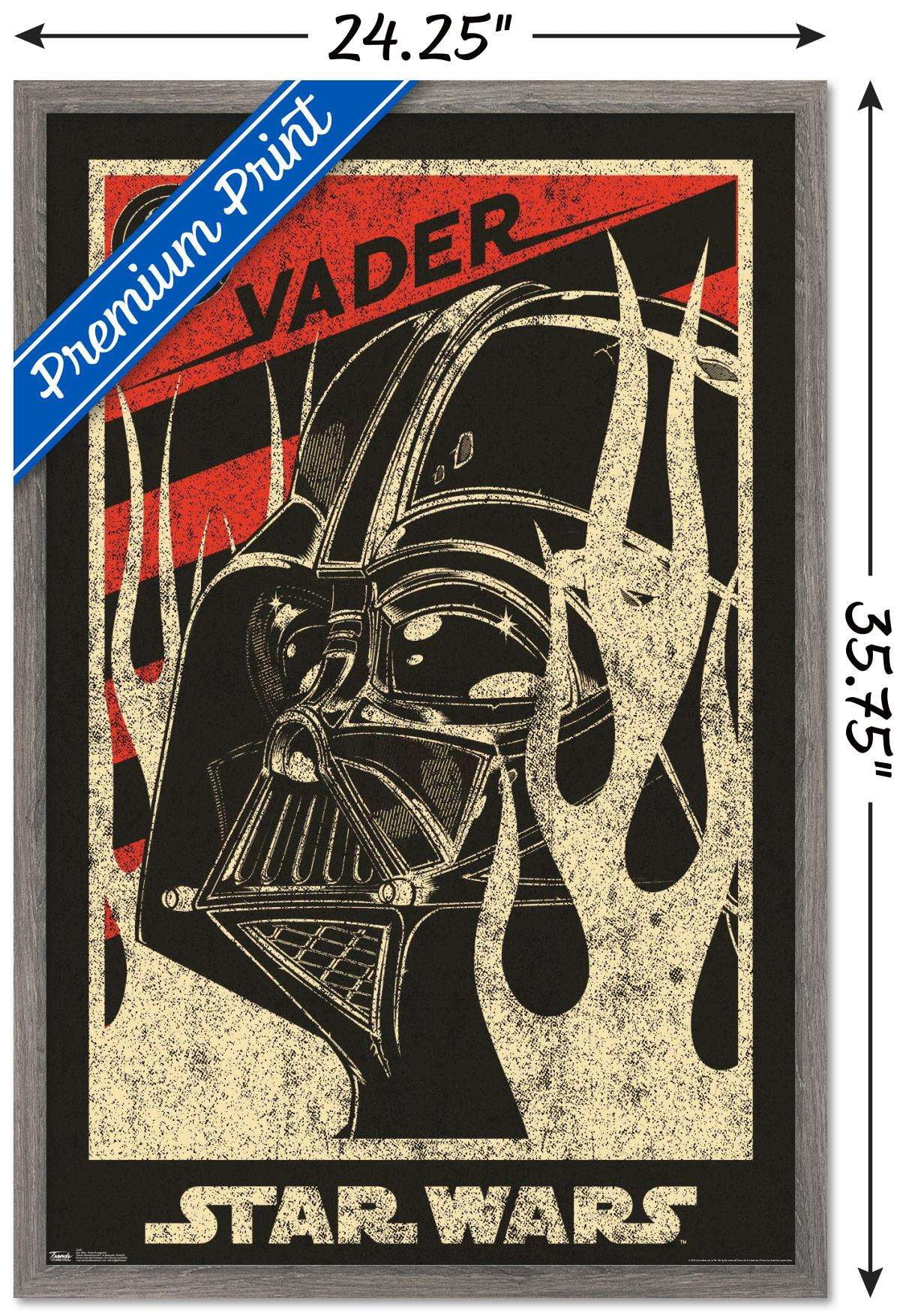 Star Wars: Saga - Vader Propaganda Wall Poster, 22.375" x 34", Framed