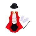 thumbnail image 3 of Linjinx Girls Outfit Festival Kids Cutout Back Leotard Jumpsuit with Accessory Red 10, 3 of 5
