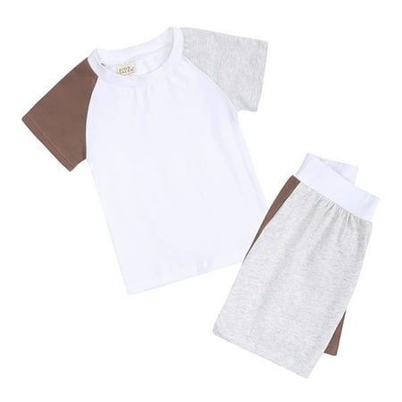 

Toddler Outfits Sets For Teens Baby Unisex Summer Tshirt Shorts Soft Patchwork Cotton 2Pc Sleepwear Kids Clothes Suit