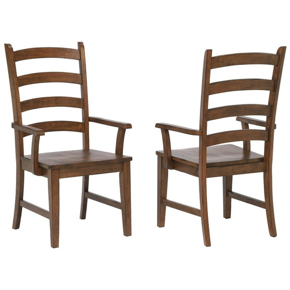 Sunset Trading Simply Brook 18" Ladder Dining Armchairs Amish Brown (Set of 2)