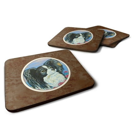 

Carolines Treasures 7247FC Black and White Papillon Foam Coaster Set of 4 3 1/2 x 3 1/2 multicolor