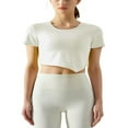 thumbnail image 1 of Opperiaya Hauts de Sport pour Femmes, Manches Courtes Col Rond Asymétrique T-Shirts de Yoga Course, 1 of 3