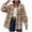 Khaki, variant on Flannels for Women Cropped Shacket Jacket Fashion Print Casual Long Sleeve Turndown Collar Button Shirt Tops Long Sleeve Shirt Jacket Coats with Pockets Pink,S