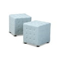 thumbnail image 1 of Baxton Studio Ottoman Cube Capitonné Moderne et Contemporain en Tissu Bleu Clair (Ensemble de 2), 1 of 4