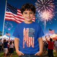 thumbnail image 2 of lnmuld Boys Independence Day Vintage Distressed Flag Short Sleeve T-Shirt Color:Blue,Size:8-9 Years, 2 of 5