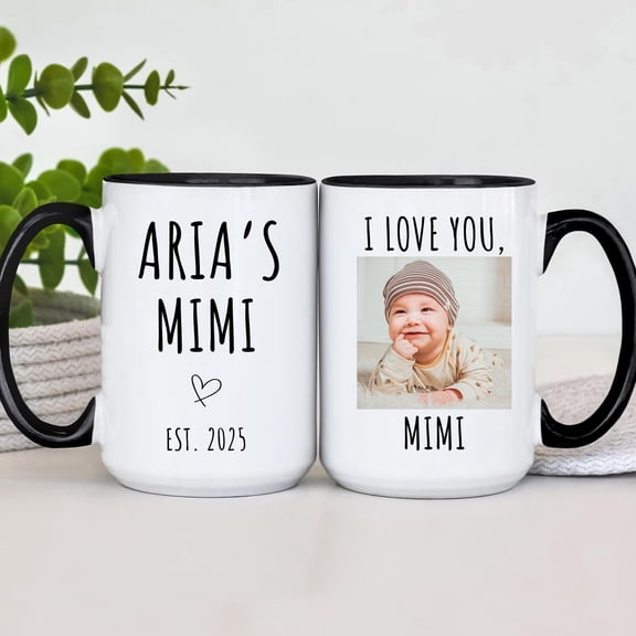 Mimis Grandchild Coffee Mug Personalized Grandmother Gift, Custom Name & Photo Cup
