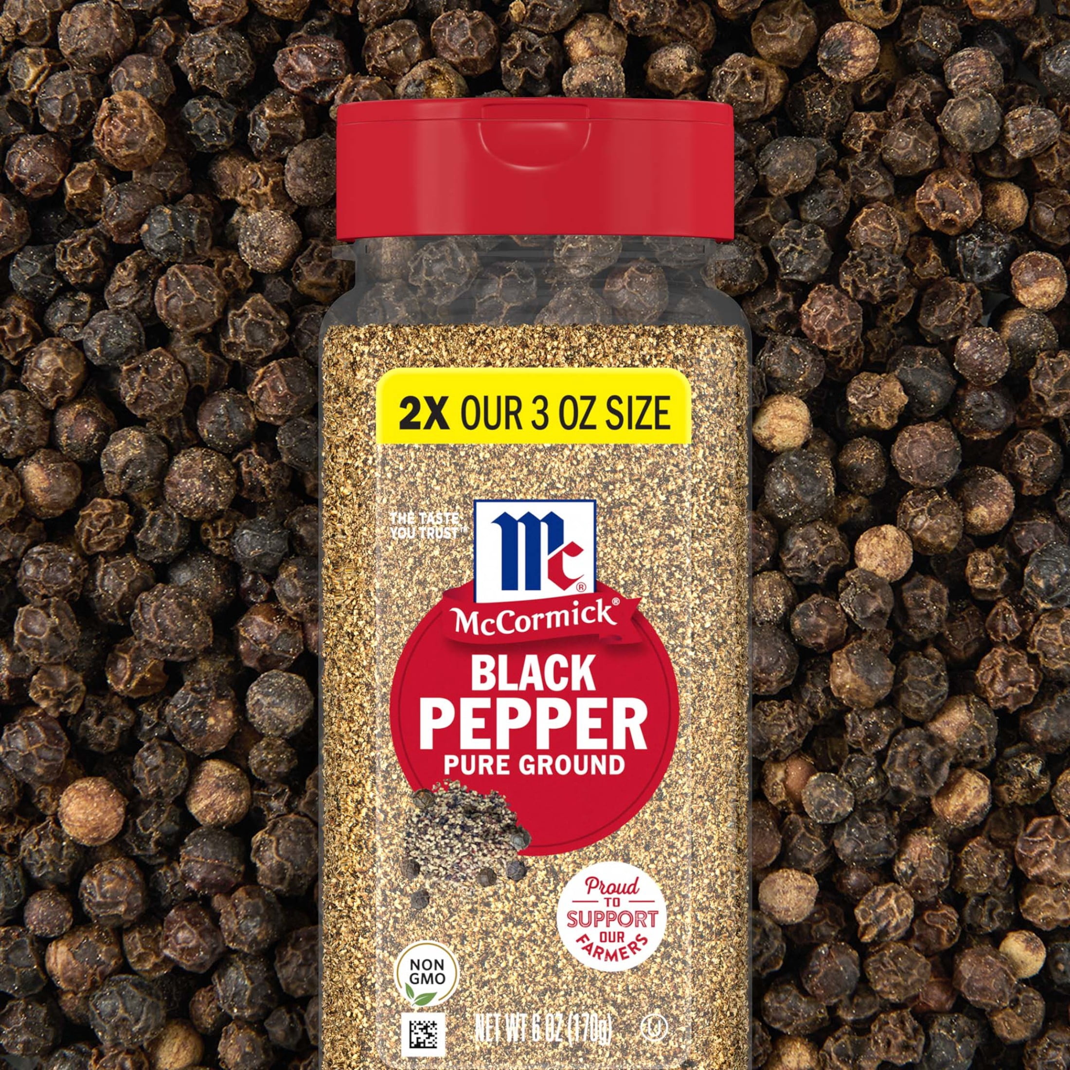 (6 pack) McCormick Kosher Pure Ground Black Pepper, 6.0 oz Bottle