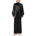 thumbnail image 3 of Haitryli Boys Worship Clothes Liturgical Tunic Top with Wide-Leg Pants Lyrical Church Choir Robe Praise Dance Clothes Black 14, 3 of 6