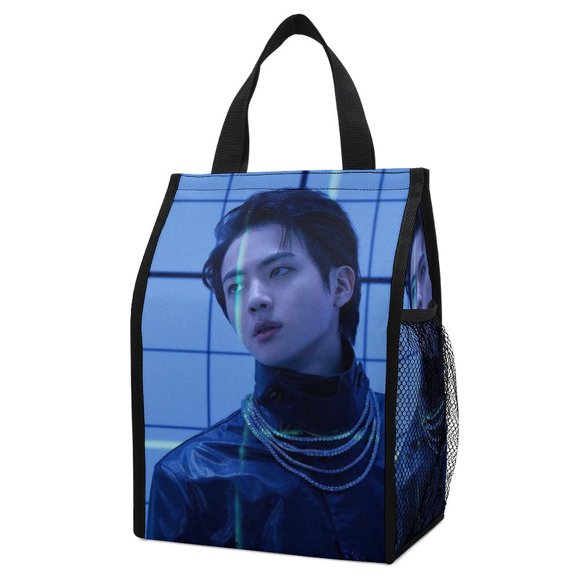 BTS Jin (96) Lunch Tote Insulated Bag With External Pocket, Reusable Large Capacity Lunch Bag Waterproof Lunch Tote-ML406