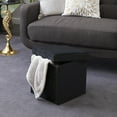 thumbnail image 2 of DecMode Black Polyester Modern Storage Stool 15", 2 of 9