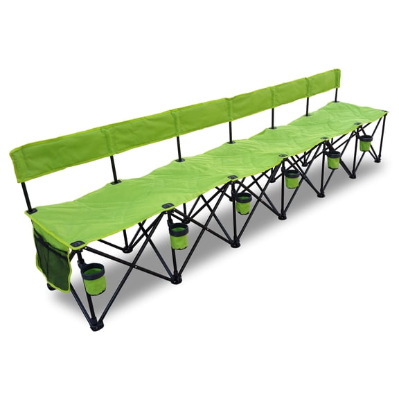GoTEAM! Pro 6 Seat Portable Folding Team Bench - Green