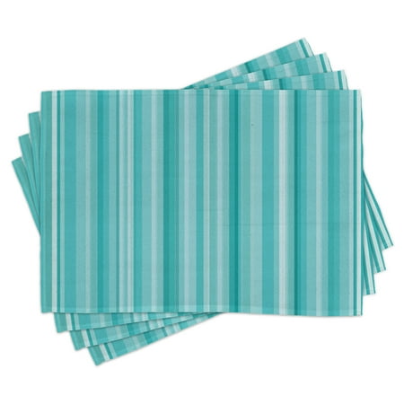 

Aqua Placemats Set of 4 Abstract Ocean Inspired Palette Lines Geometrical Image Washable Fabric Place Mats for Dining Room Kitchen Table Decor White Seafoam Pale Blue and Turquoise by Ambesonne