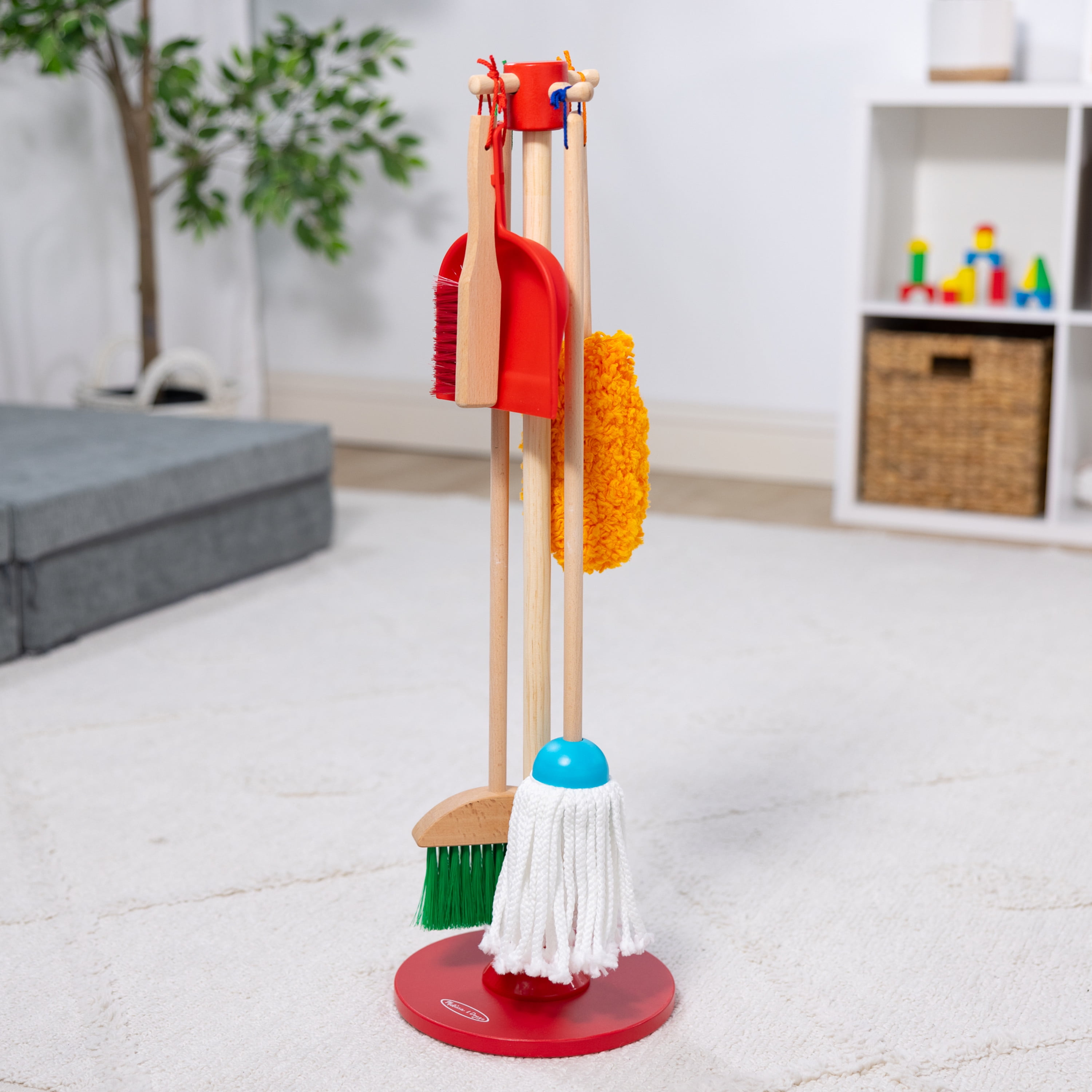 Toy Chef 6-Piece Dust Sweep Mop Set for Kids - Pretend Play House Cleaning  Tools w/
