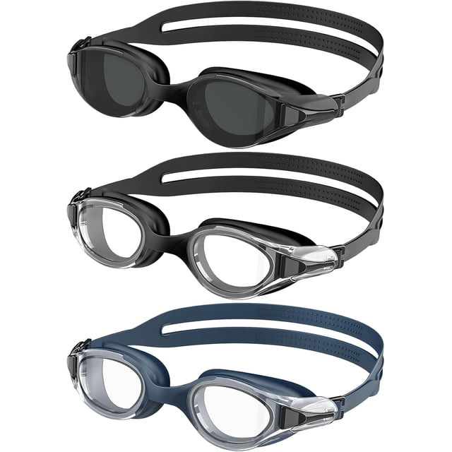 Swim Goggles Adult Swimming-Goggles: Pool Goggles for Men and Women with Anti Fog UV400 Protection No Leak 3 Pack