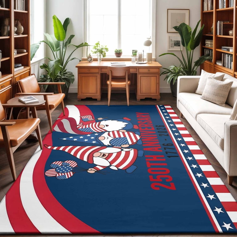 Rectangle Area Rugs 2.7 x 5 Ft, American Flag 250 Year Anniversary