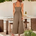 thumbnail image 3 of Qeaghou Formal Jumpsuits for Women Dressy Wedding Guest One Piece Sleeveless Rompers High Waisted Wrap V Neck Wide Leg Pants Romper With Pockets, 3 of 6