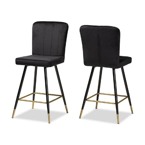 Baxton Studio Preston Modern Luxe and Glam Black Velvet Fabric Upholstered and Two-Tone Black and Gold Finished Metal