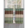 thumbnail image 3 of Tier Curtains 45 Inches Long, Green Brown Window Treatment Curtain Drapes, Country Wood Grain Abstract Stripe Window Half Privacy Curtains for Bedroom Bathroom, 42"x45", 2 Panels, 3 of 7