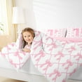 thumbnail image 4 of jejeloiu Initial Letter P Full Size Comforter Sets,Girls Kawaii Bowknot Bedding Comforter Set,Pink White Bedding Sets For Kids,Breathable Bedroom Decoration Reversible,3 Pieces, 4 of 8