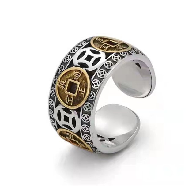 Sonducket Anillo de moneda antigua que se puede abrir para hombres, ceremonia, fiesta, banquete, niños, anillos abiertos de cobre, joyería, decoración Ropa, zapatos y accesorios Miscelánea Sonducket AP015603-00