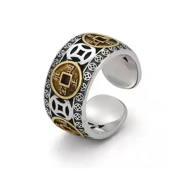 Minnieouse Anillo de moneda antigua que se puede abrir para hombres, ceremonia, fiesta, banquete, niños, anillos abiertos de cobre, joyería, decoración Ropa, zapatos y accesorios Miscelánea Minnieouse AP015603-00