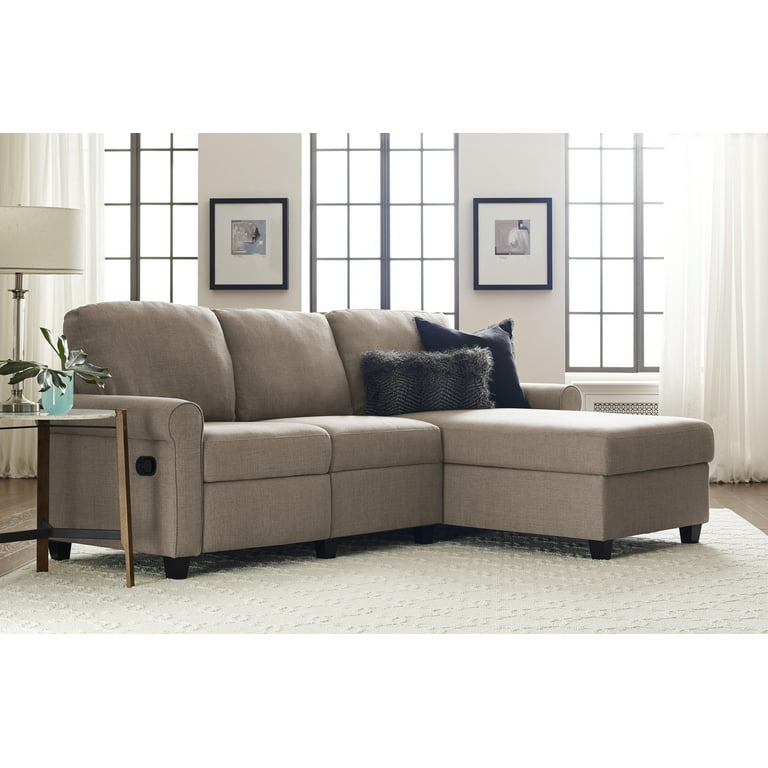 Serta Copenhagen Reclining Sectional with Right Storage Chaise Beige