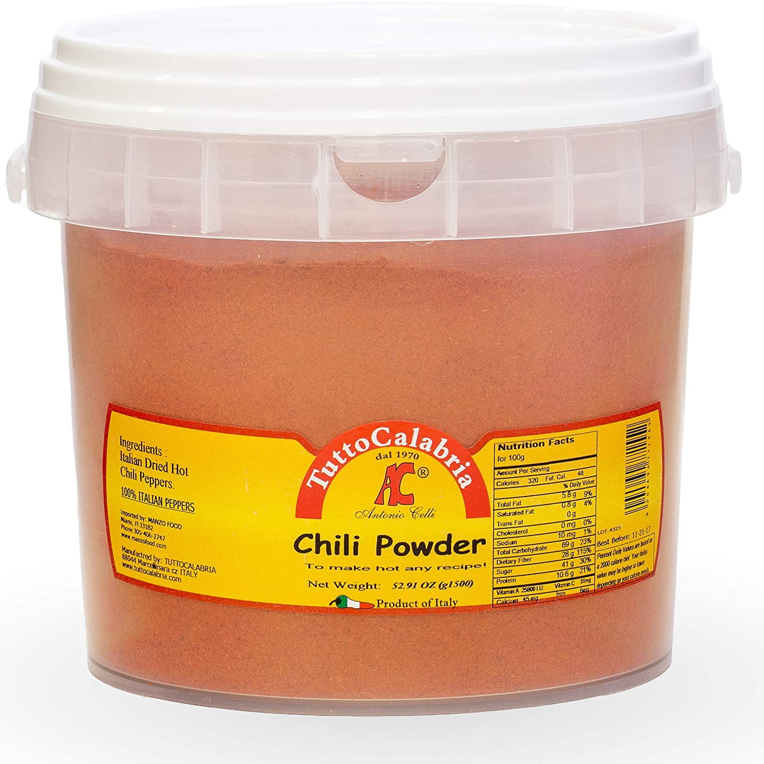 Calabrian Chili Pepper Powder 52.91 oz (1500 g) (BULK TUB) by