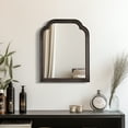 thumbnail image 3 of Magnifique Wall Mirror Farmhouse Rounded Corner Arch Wood Frame for Bathroom 16" x 20", Black, 3 of 7