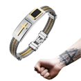 thumbnail image 1 of Pulseras personalizadas, brazalete de muñeca, crucifijo galvanizado, joyas con 2 tamaños para espectáculos de cumpleaños, fiestas, 20 cm, dorado, 1 of 3