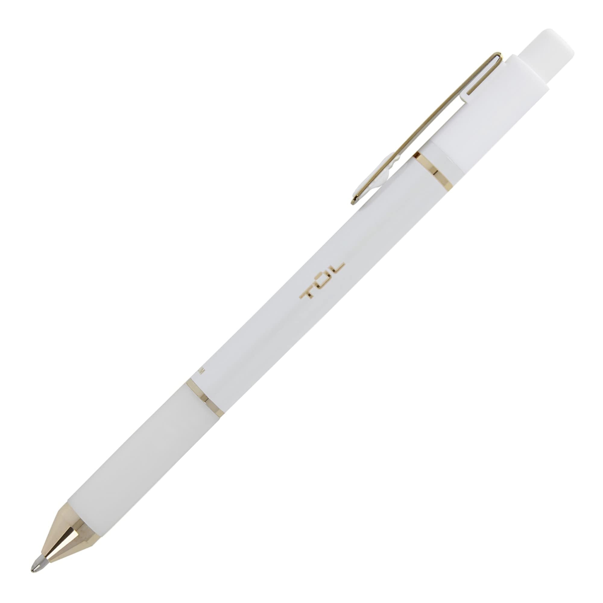 TUL® BP Series Retractable Ballpoint Pens, Medium Point, 1.0 mm, Pearl White Barrel, Blue Ink, Pack Of 12 Pens