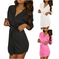 thumbnail image 3 of THDHVS Robes for Women,Womens Pajamas,Women 3PC Icy Silk Robe and Chemise Set with Matching Accessories for Ultimate Comfortable and Elegant Home Loungewear Hot Pink Free Size, 3 of 7