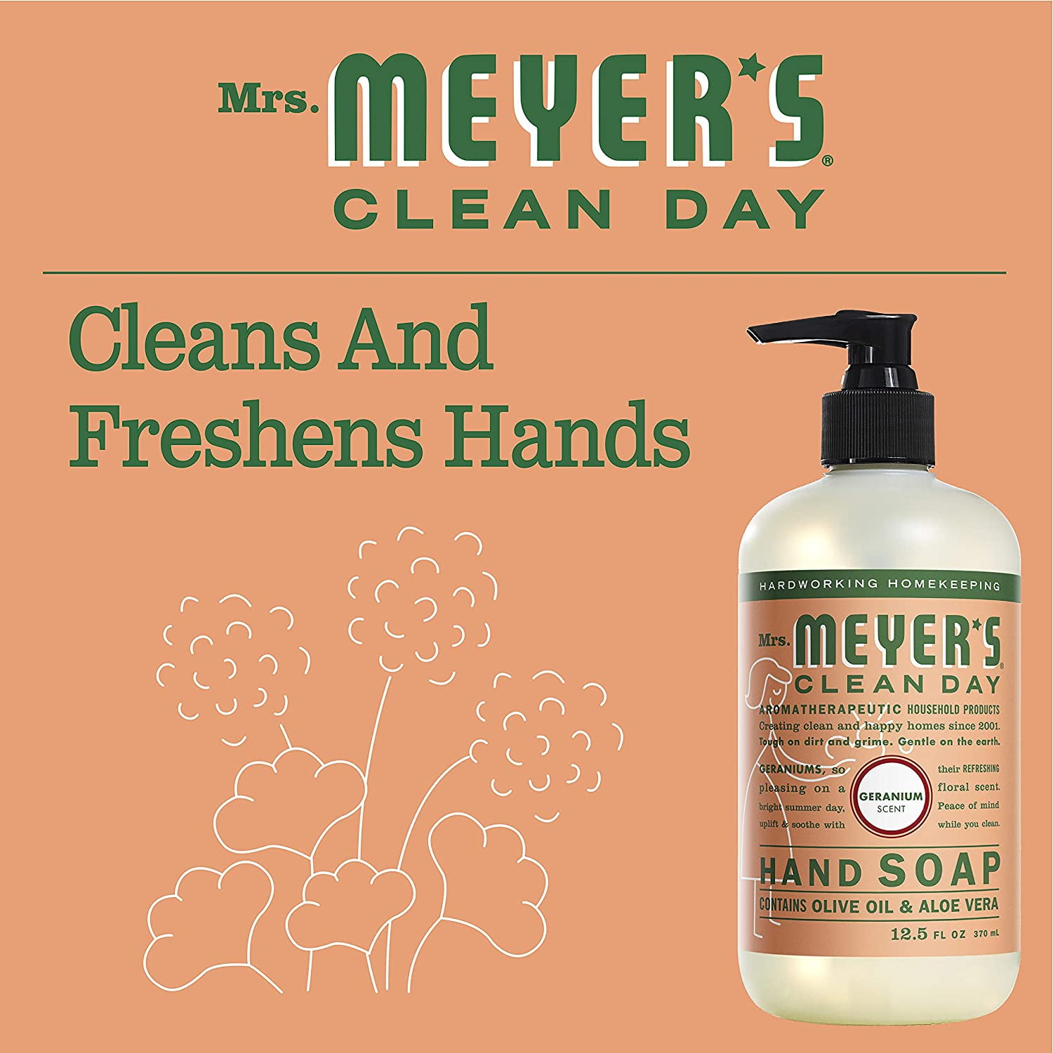 Mrs. Meyer's Liquid Hand Soap Variety, 1 Geranium Refill, 1 Geranium Hand Soap, 1 CT