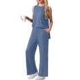 thumbnail image 4 of MINTREUS Lounge Sets for Women Knit Loose Tank Top Wide Leg Pants Soft Comfy Pajamas Set 2-Piece Outfits, 4 of 9