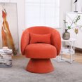 thumbnail image 4 of IDEASY Swivel Round Barrel Chair, 360-Degree Accent Armchair for Living Room, Bedroom, 26.4" x 24.2" x 30.7", Linen, Orange, 4 of 6