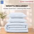 thumbnail image 3 of Kotton Culture 3 Pc Duvet Cover King Size Set-100% Egyptian Cotton 600 TC Ultra Soft Premium Durable Comforter Cover Zipper Closure & Corner Ties - (Sky Blue, 104" X 94"), 3 of 9