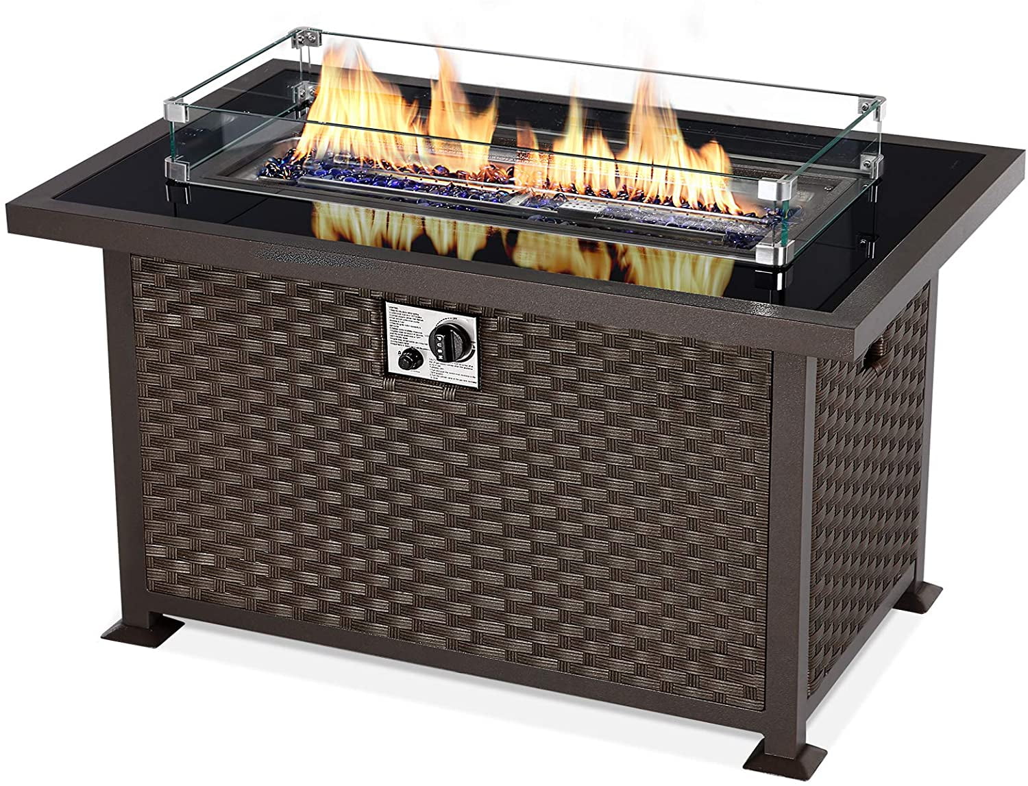 Danrelax 44in Outdoor Propane Gas Fire Pit Table, Brown PE Rattan -  Walmart.com