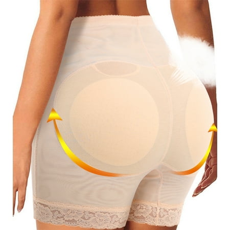 

FITVALEN Womens Butt Lifter Padded Lace Panties Seamless Hip Enahncer Body Shaper Boyshort Underwear