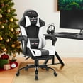 thumbnail image 3 of JONPONY Big and Tall  Gaming Chair, Ergonomic Design, Gamer Chair PU Leather with Footrest and Lumbar Support, High Back Office Chair Support 8 Hours Long Sitting, Computer Chair,White, 3 of 10