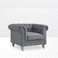thumbnail image 5 of Londynn Club Chair Dark Gray Fabric Linen Button Tufted Rolled Sinuous Springs, 5 of 10