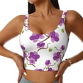 thumbnail image 3 of Goofa Orchids Flowers Printed Sports Bras for Women, High Impact Running Bra Workout Crop Tank Tops Longline Sports Bra Push up-Large, 3 of 9