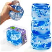 [3 Pack] TJS Squishy Ice Cube Stress Balls, Funny Fidget Sensory Squishy Ice Toy Squishy Snowflake Balls Anxiety Relief Calming Toys for Kids and Adults