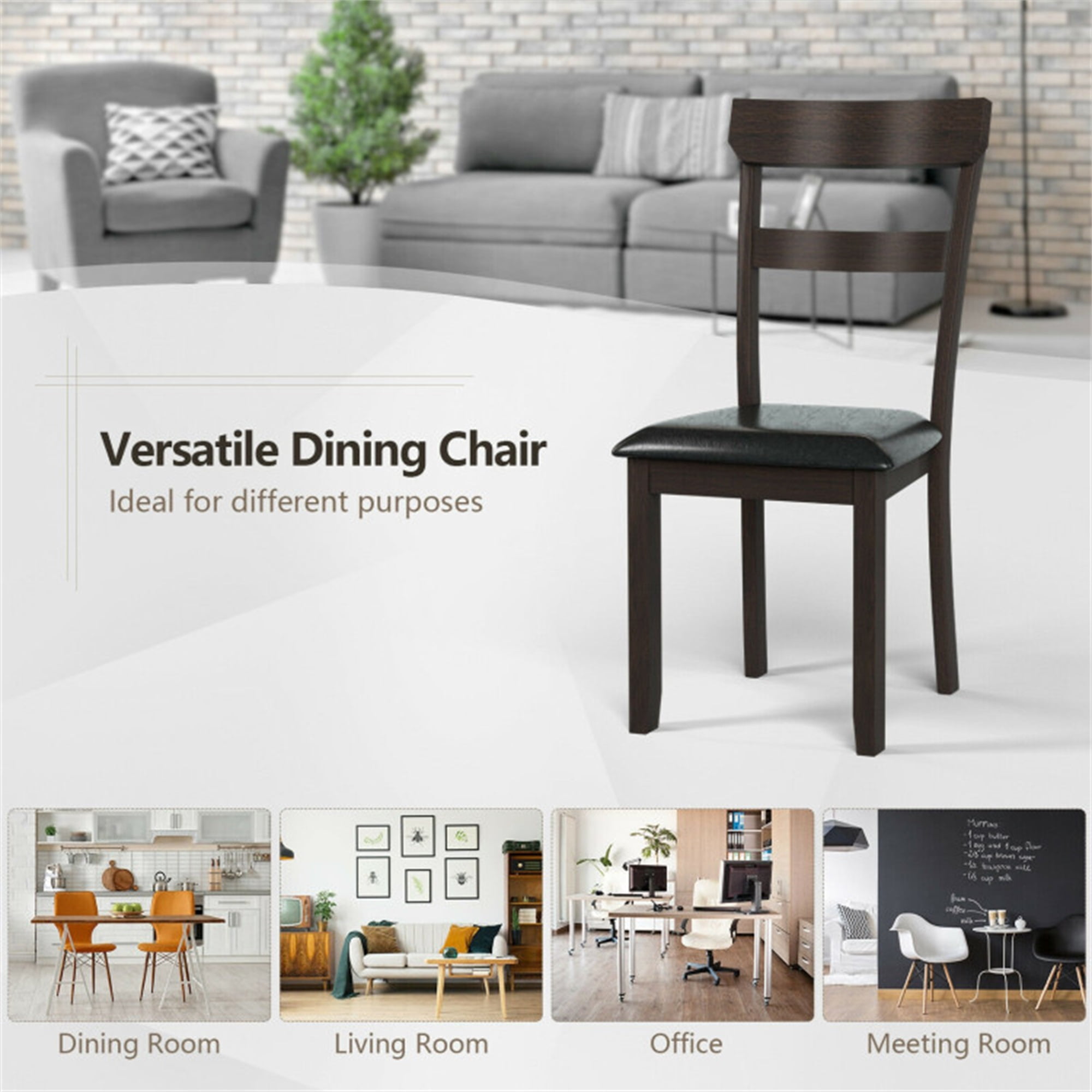 Demi Bonn Set of 2 Dining Chairs With Rubber Wood Frame and Upholstered Faux Leather Seat for Dining Room Living Room, Green