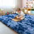 thumbnail image 2 of ZENELESS Large Fluffy Area Rugs for Living Room,8x10 Shag Rectangular Carpets for Bedroom, Tie-Dye Blue, 2 of 7
