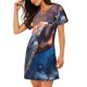 thumbnail image 2 of Balery Night Sky Turtle Camisón de manga corta con cuello redondo para mujer, cómodo y elegante., 2 of 6