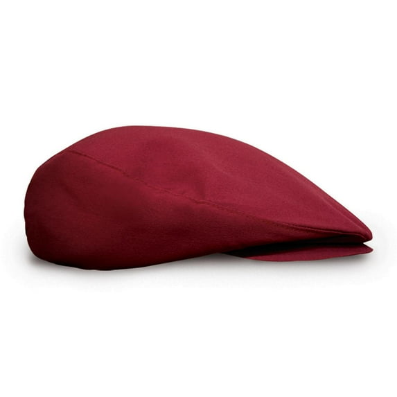 Flat Newsboy Traditional Golf Cap: 'Par 3' - Mens - Solid - Maroon - Microfiber